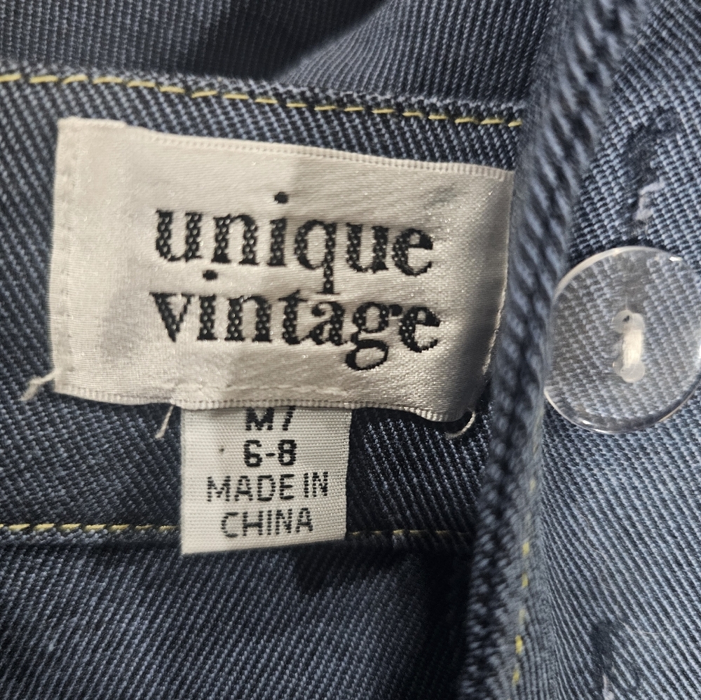 Unique Vintage Dark Denim Overalls - Picture 7 of 12